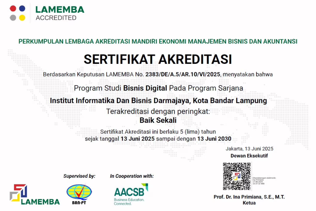 akreditasi jurusan bisnis digital darmajaya